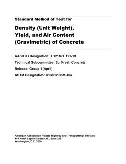 AASHTO T 121M/T 121 AASHTO T 121M/T 121