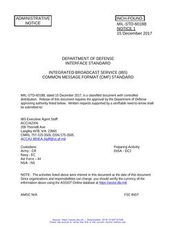 MIL MIL-STD-6018B Notice 1 - Administrative 1